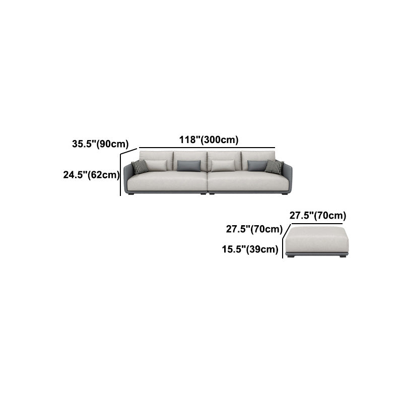 Modern Cream Faux Leather Straight Arm Sofa/Sectionals with water proof for Living Room