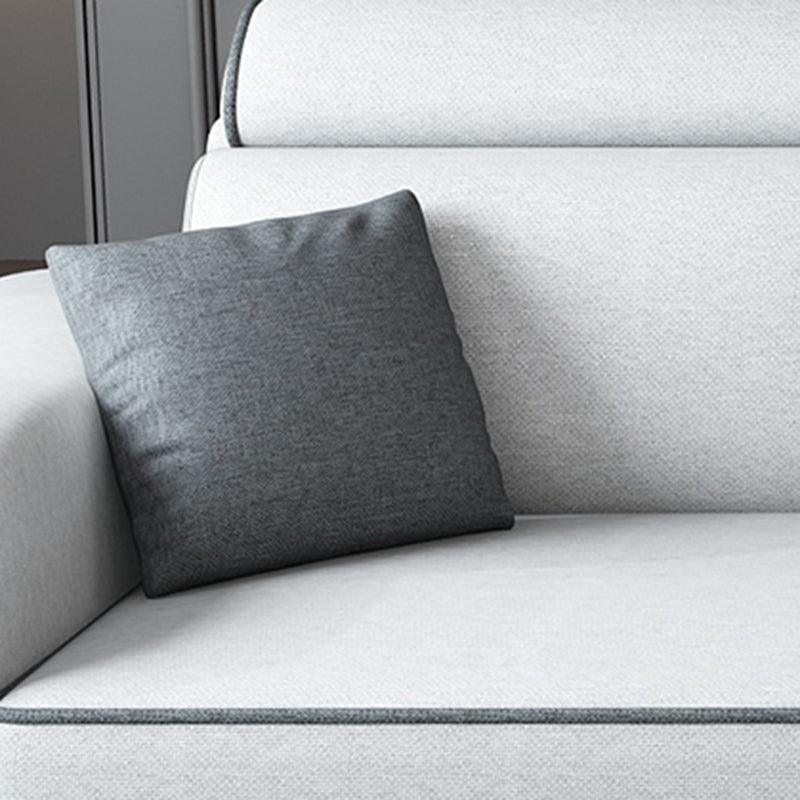 Light-grey Faux Leather Removable Cushions Square Arm Sectionals for Living Room