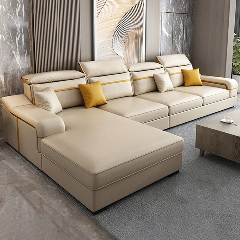 Scandinavian Removable Cushions Sloped Arms Sectionals for Living Room