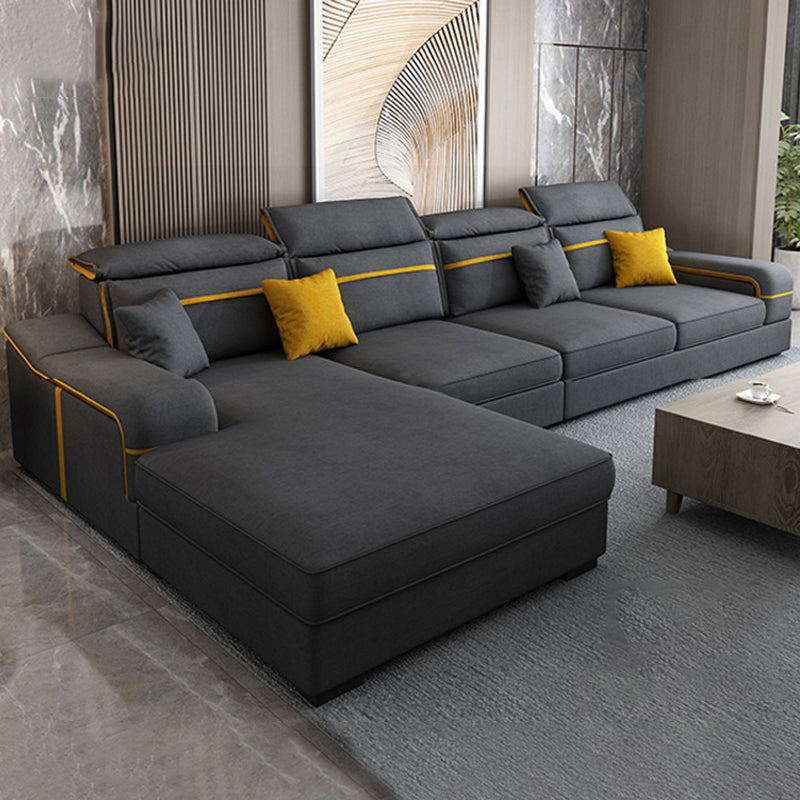 Scandinavian Removable Cushions Sloped Arms Sectionals for Living Room