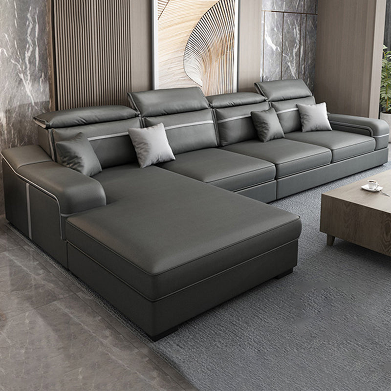 Scandinavian Removable Cushions Sloped Arms Sectionals for Living Room