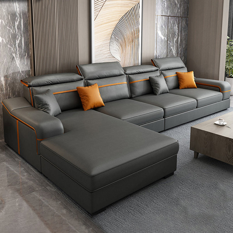 Scandinavian Removable Cushions Sloped Arms Sectionals for Living Room