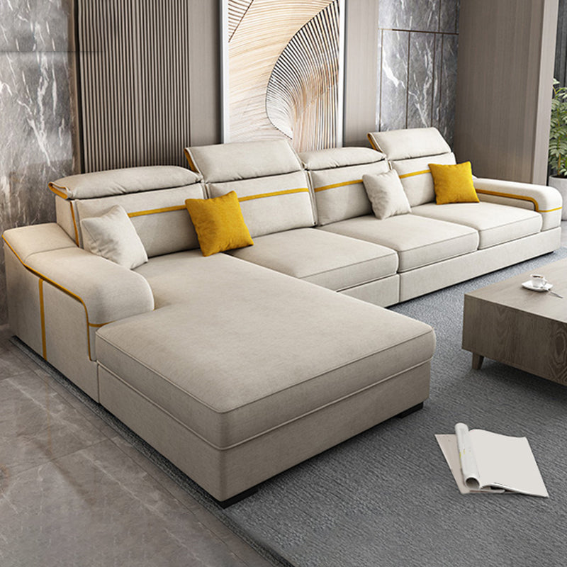 Scandinavian Removable Cushions Sloped Arms Sectionals for Living Room