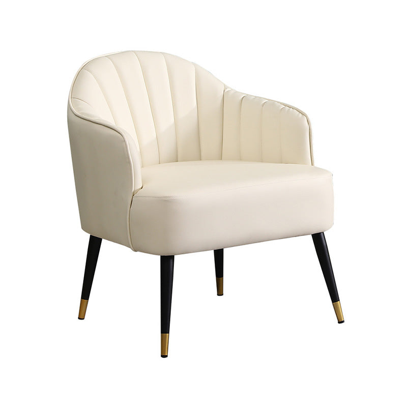 Faux Leather/Velvet 24.8"W Sloped Arms Basic Four Legs Solid Color Armchair for Bedroom