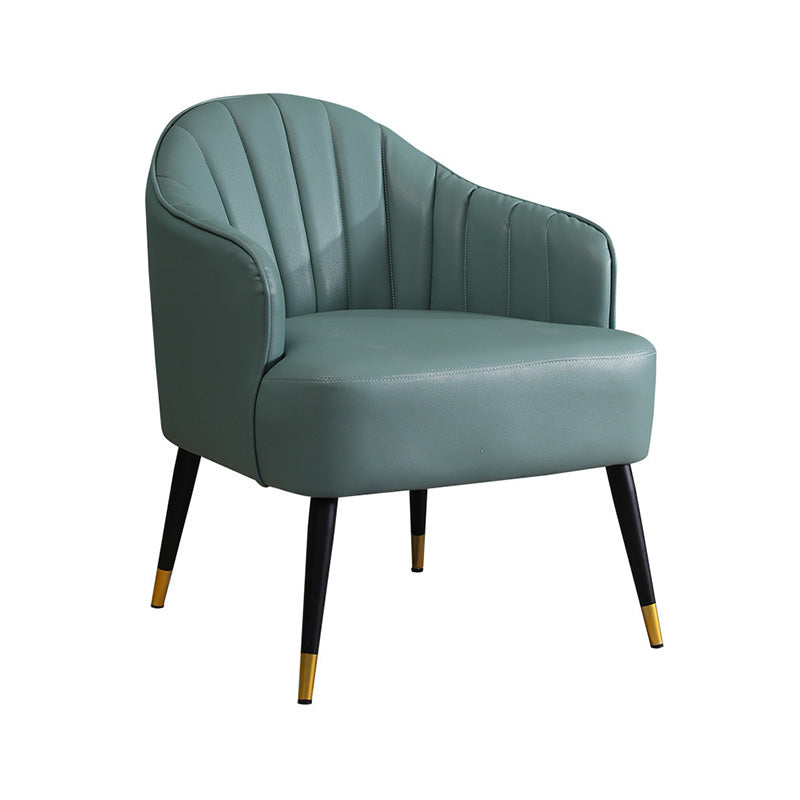 Faux Leather/Velvet 24.8"W Sloped Arms Basic Four Legs Solid Color Armchair for Bedroom