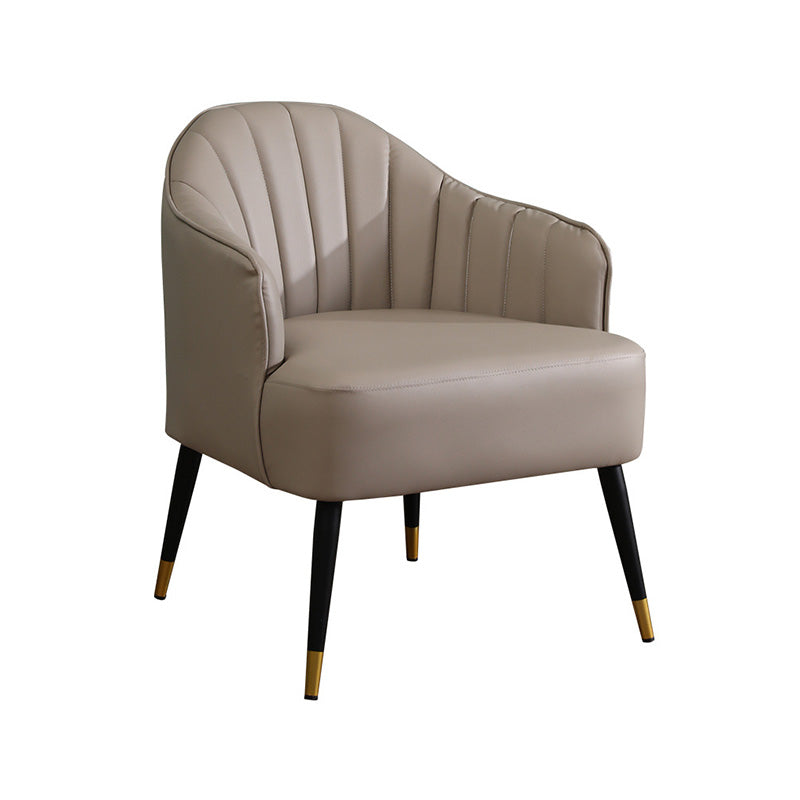 Faux Leather/Velvet 24.8"W Sloped Arms Basic Four Legs Solid Color Armchair for Bedroom