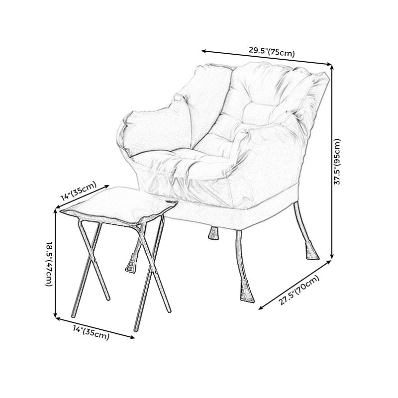 29.52"W*27.55"D Cotton Blend Arm Chair with Basic Four Black Legs, Flared Arms