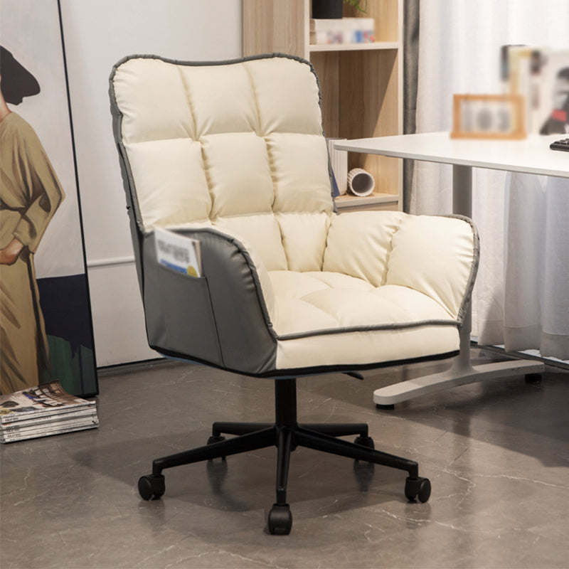 PU Leather Accent Armchair Wheels Arms Included Chair for Living Room