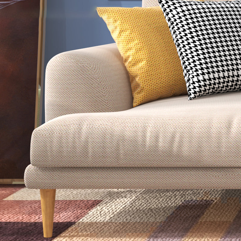 Stationary Living Room Recessed Arm Standard Modern Beige Sofa