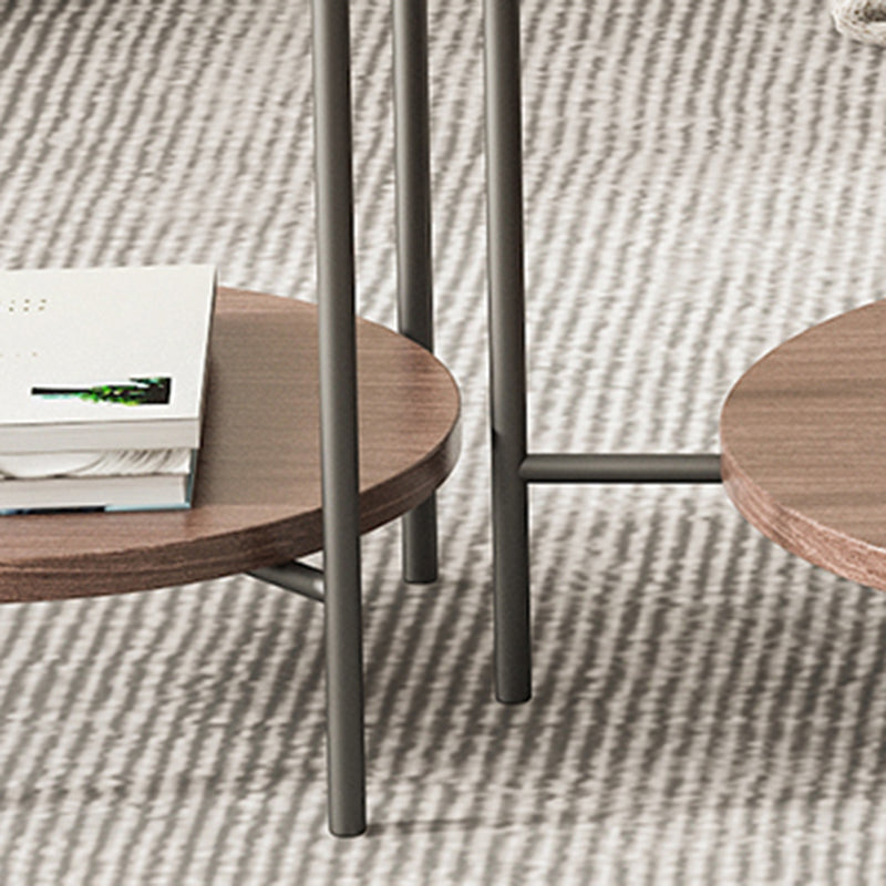 Glass Cross Legs Cocktail Table with Wood Accents Elliptical Coffee Table