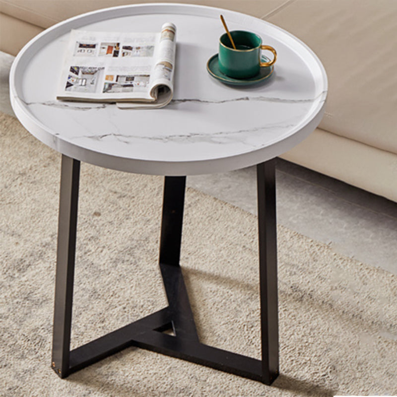 Round Wood Coffee Table Cross Legs 1 Single Cocktail Table with Tray Top