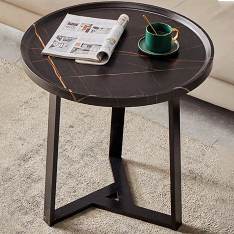 Round Wood Coffee Table Cross Legs 1 Single Cocktail Table with Tray Top