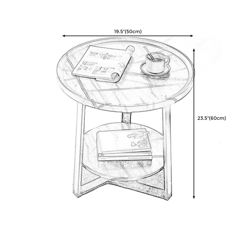 Round Wood Coffee Table Cross Legs 1 Single Cocktail Table with Tray Top