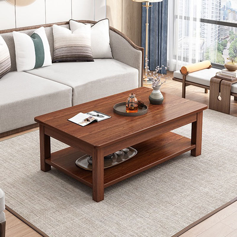 Modern Style Solid Wood Top Walnut/wood Color Rectangular Coffee Table