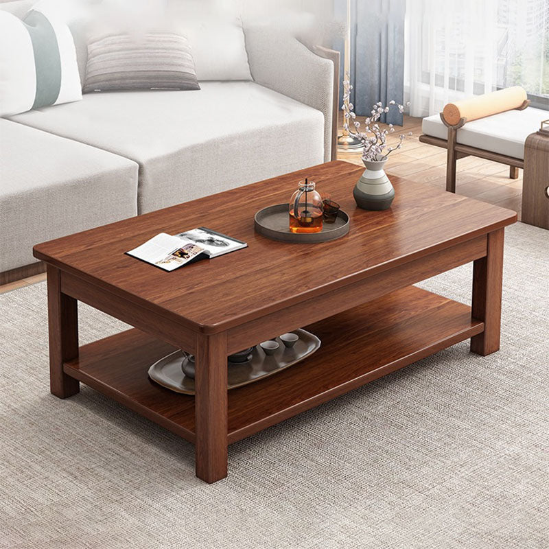 Modern Style Solid Wood Top Walnut/wood Color Rectangular Coffee Table