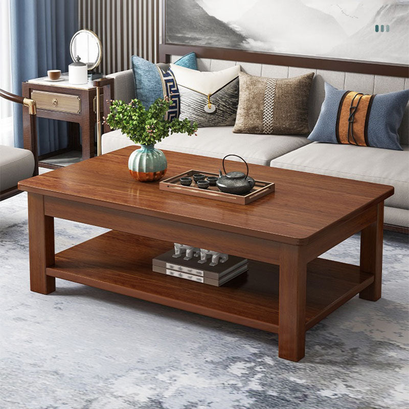 Modern Style Solid Wood Top Walnut/wood Color Rectangular Coffee Table