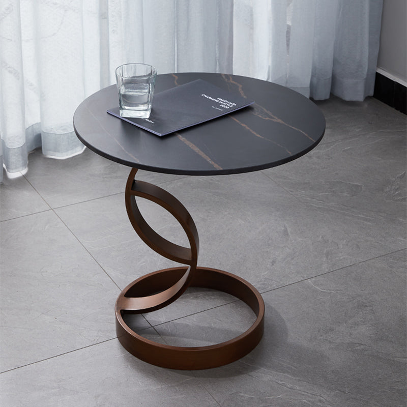 1 Single Slate Round Coffee Table Modern Cocktail Table for Living Room