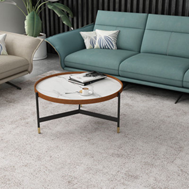 Modern Tray Top 3 Legs Coffee Table Slate and Steel Round Table