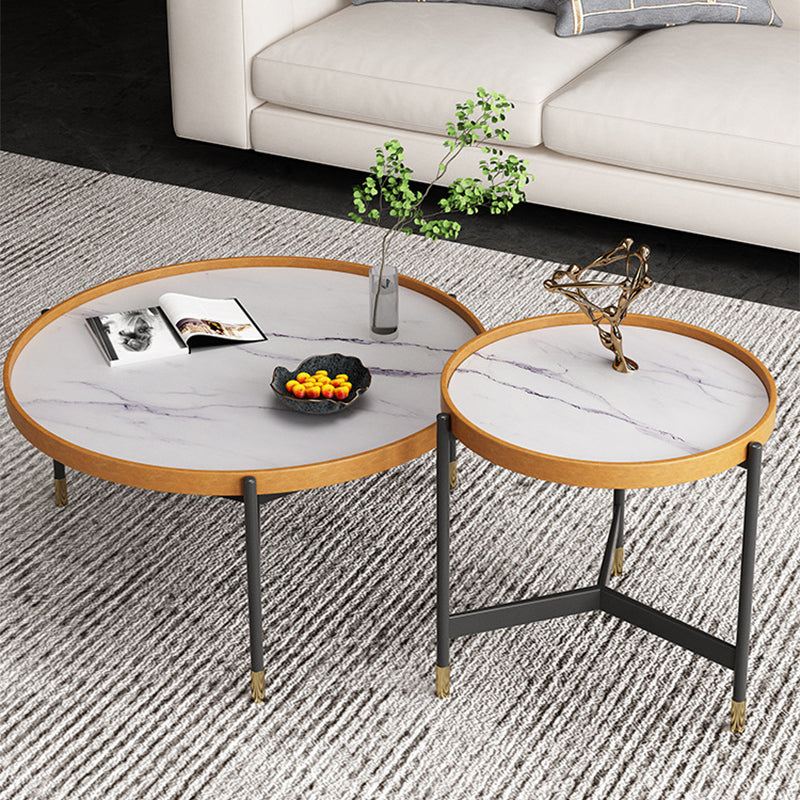 Modern Tray Top 3 Legs Coffee Table Slate and Steel Round Table