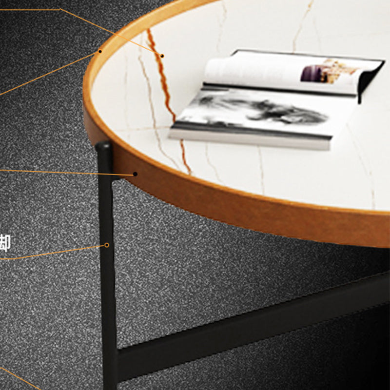 Modern Tray Top 3 Legs Coffee Table Slate and Steel Round Table