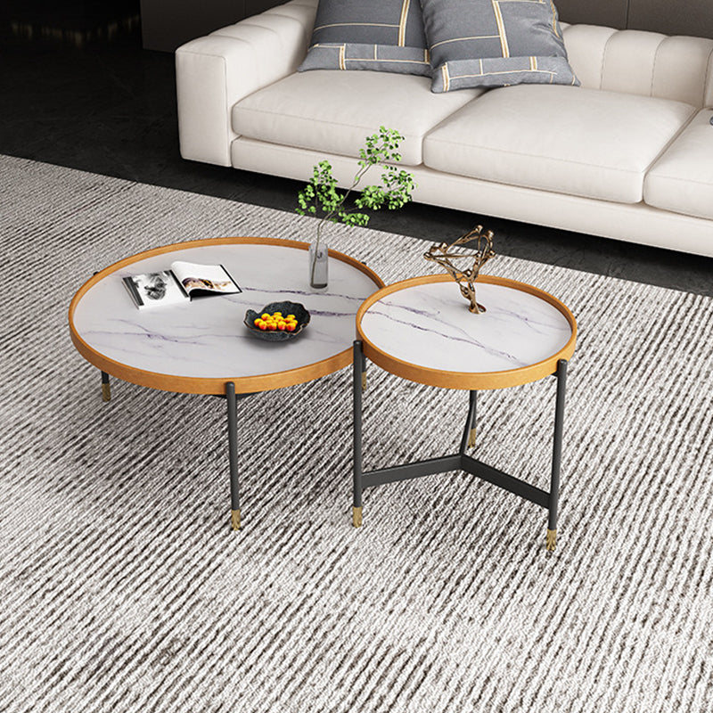 Modern Tray Top 3 Legs Coffee Table Slate and Steel Round Table
