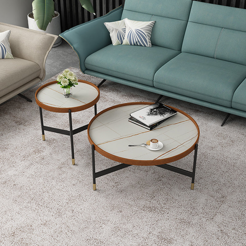 Modern Tray Top 3 Legs Coffee Table Slate and Steel Round Table