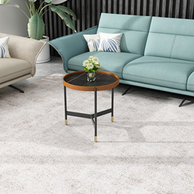 Modern Tray Top 3 Legs Coffee Table Slate and Steel Round Table