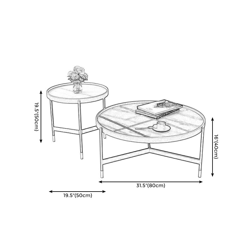 Modern Tray Top 3 Legs Coffee Table Slate and Steel Round Table