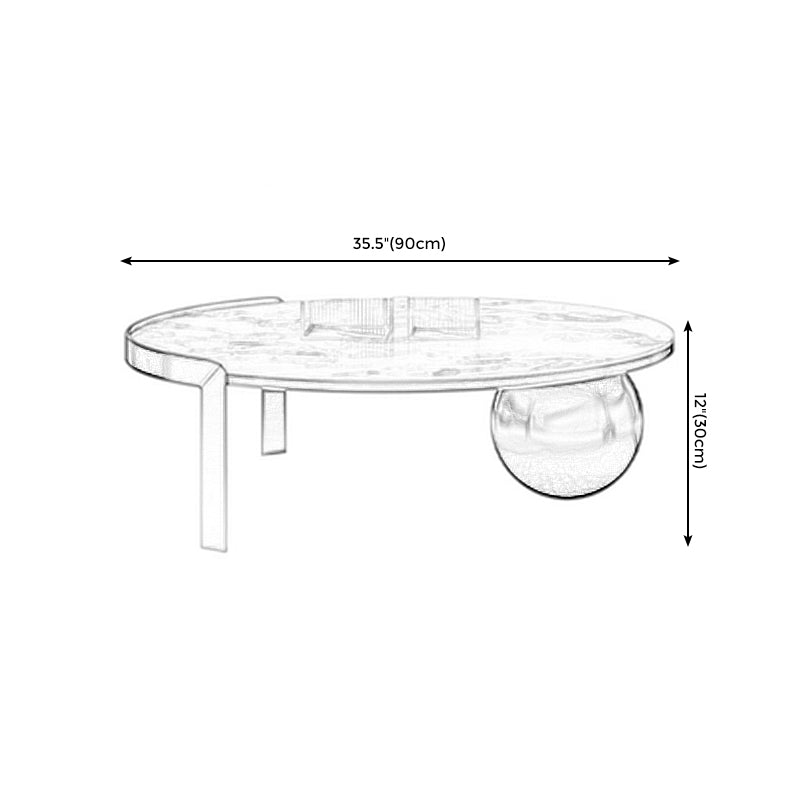 Round Slate Coffee Table Contemporary Three Legs White Cocktail Table
