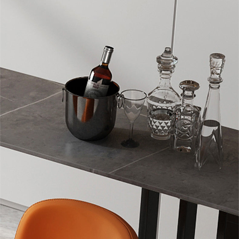 Stone Top Bar Counter Contemporary Bar Counter with Double Pedestal Base