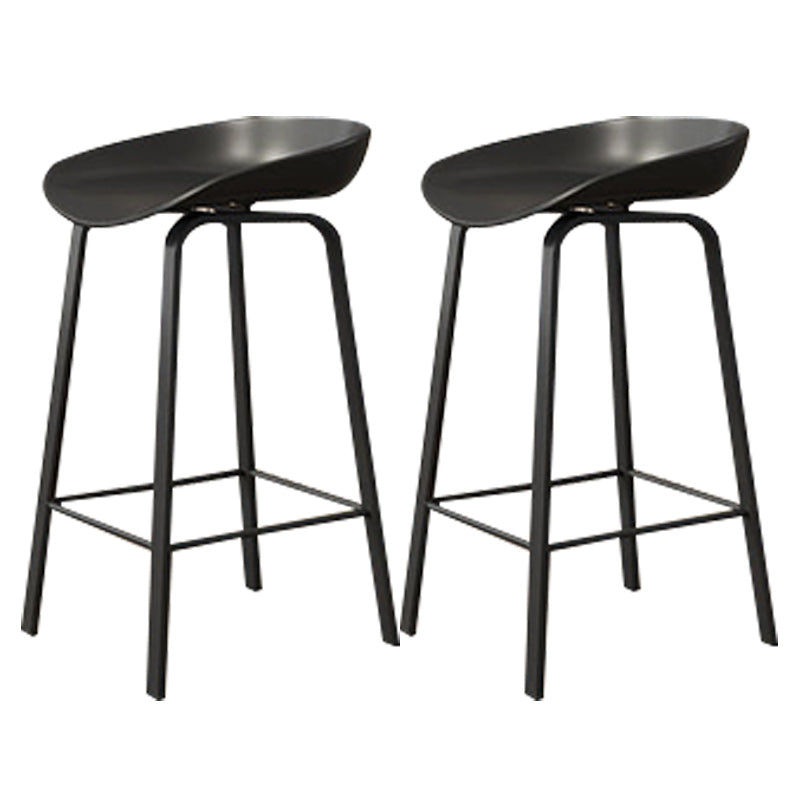 Modern Backrest Armless Counter Stool Plastic Bar Stool with Metal 4 Legs