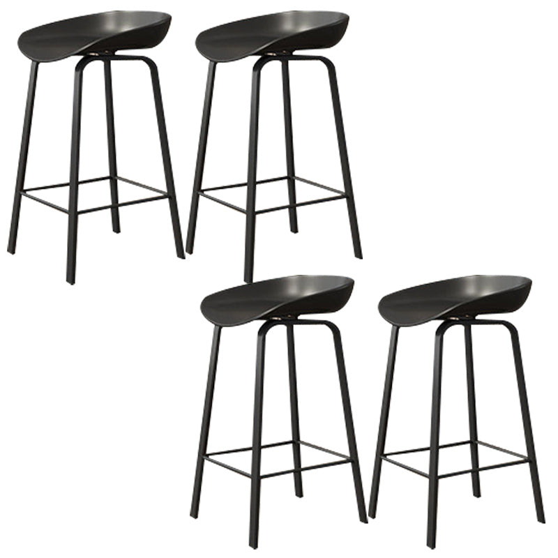 Modern Backrest Armless Counter Stool Plastic Bar Stool with Metal 4 Legs