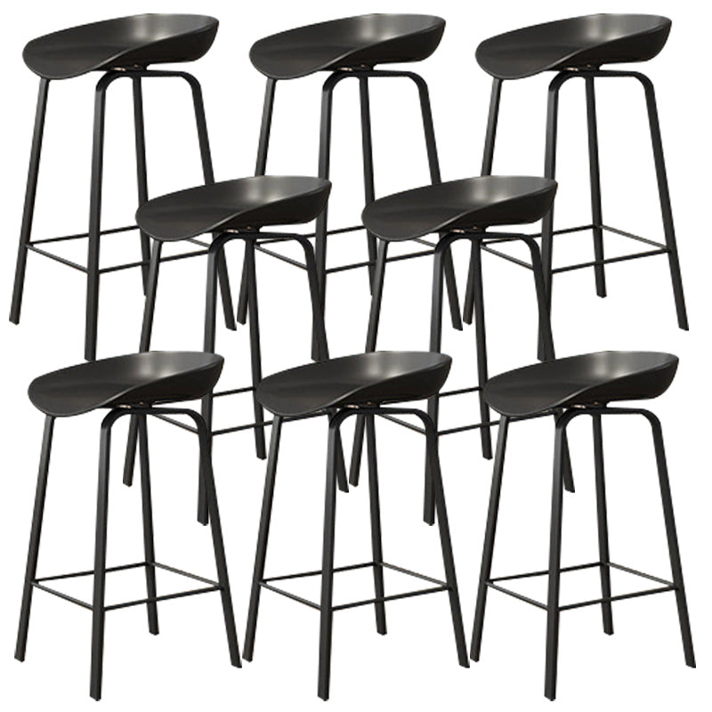 Modern Backrest Armless Counter Stool Plastic Bar Stool with Metal 4 Legs