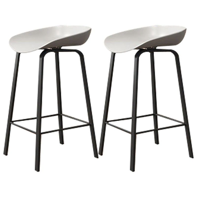 Modern Backrest Armless Counter Stool Plastic Bar Stool with Metal 4 Legs