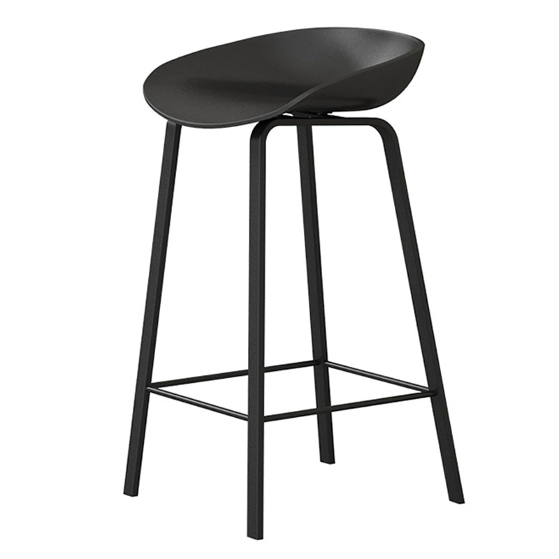 Modern Backrest Armless Counter Stool Plastic Bar Stool with Metal 4 Legs