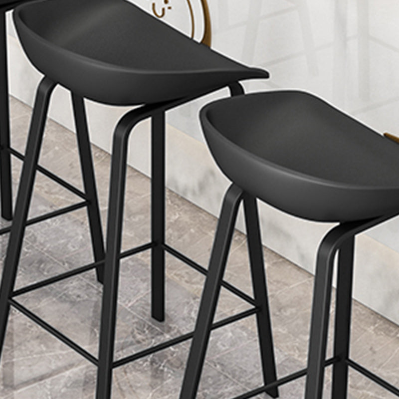Modern Backrest Armless Counter Stool Plastic Bar Stool with Metal 4 Legs