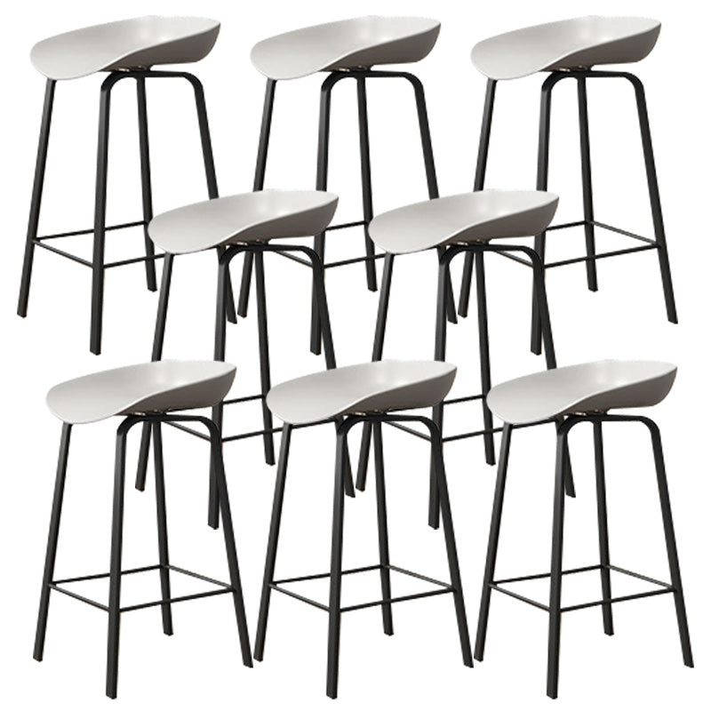 Modern Backrest Armless Counter Stool Plastic Bar Stool with Metal 4 Legs
