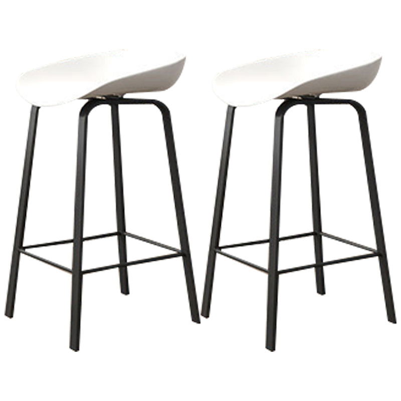 Modern Backrest Armless Counter Stool Plastic Bar Stool with Metal 4 Legs