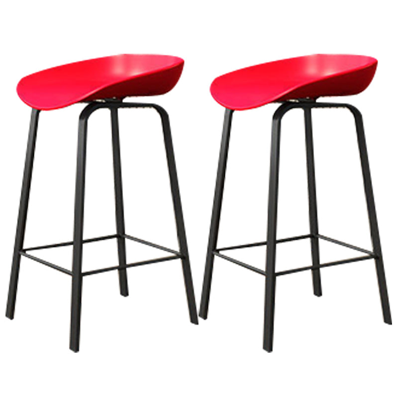 Modern Backrest Armless Counter Stool Plastic Bar Stool with Metal 4 Legs