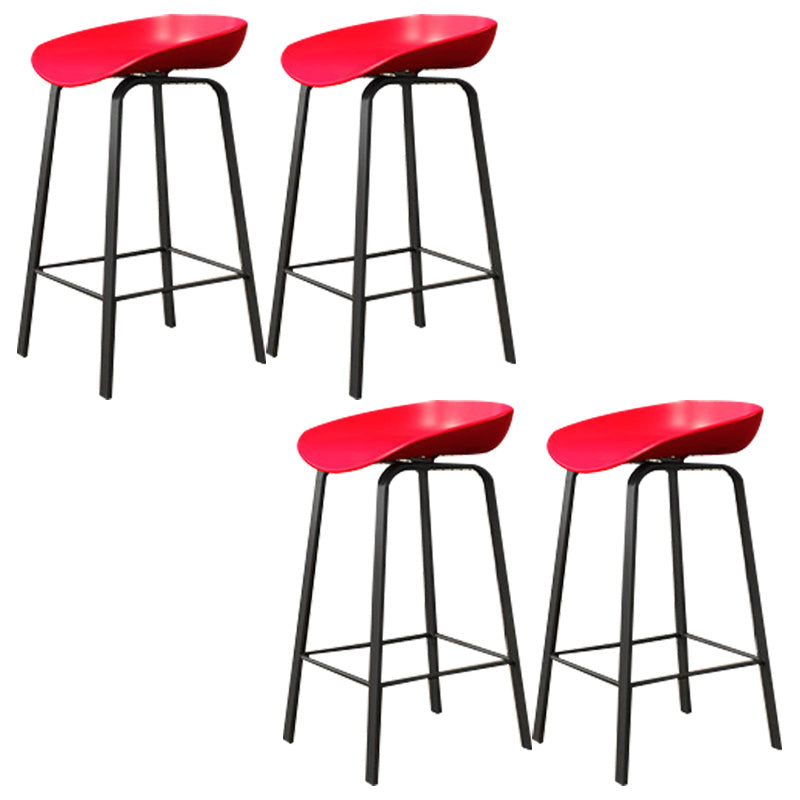 Modern Backrest Armless Counter Stool Plastic Bar Stool with Metal 4 Legs