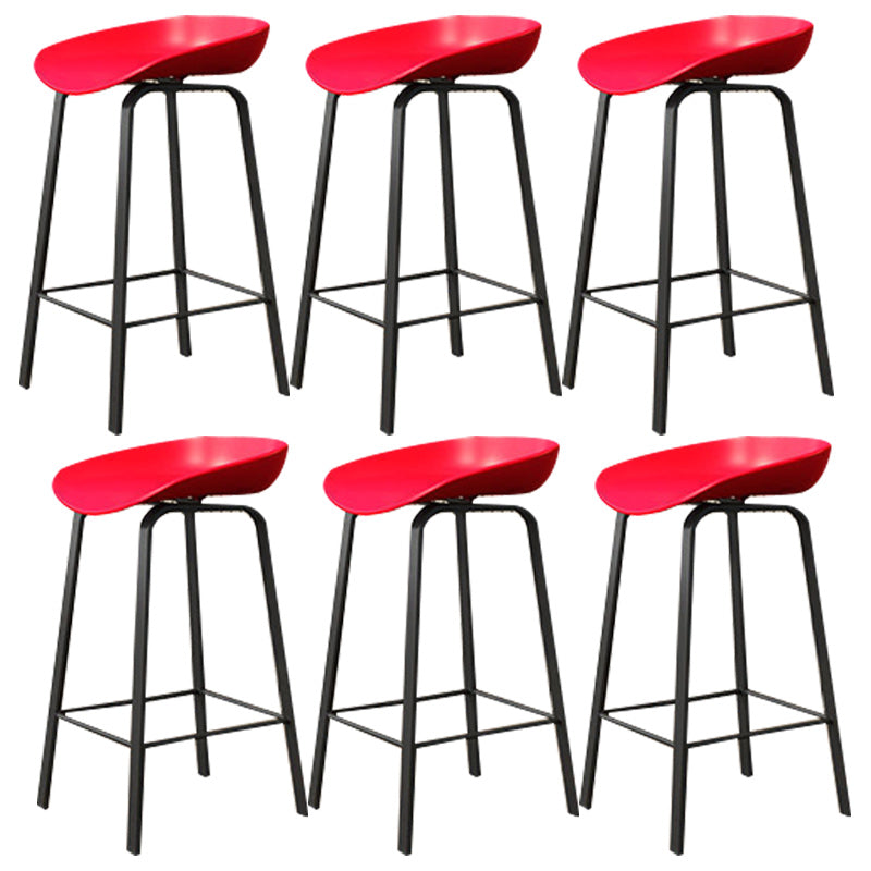 Modern Backrest Armless Counter Stool Plastic Bar Stool with Metal 4 Legs