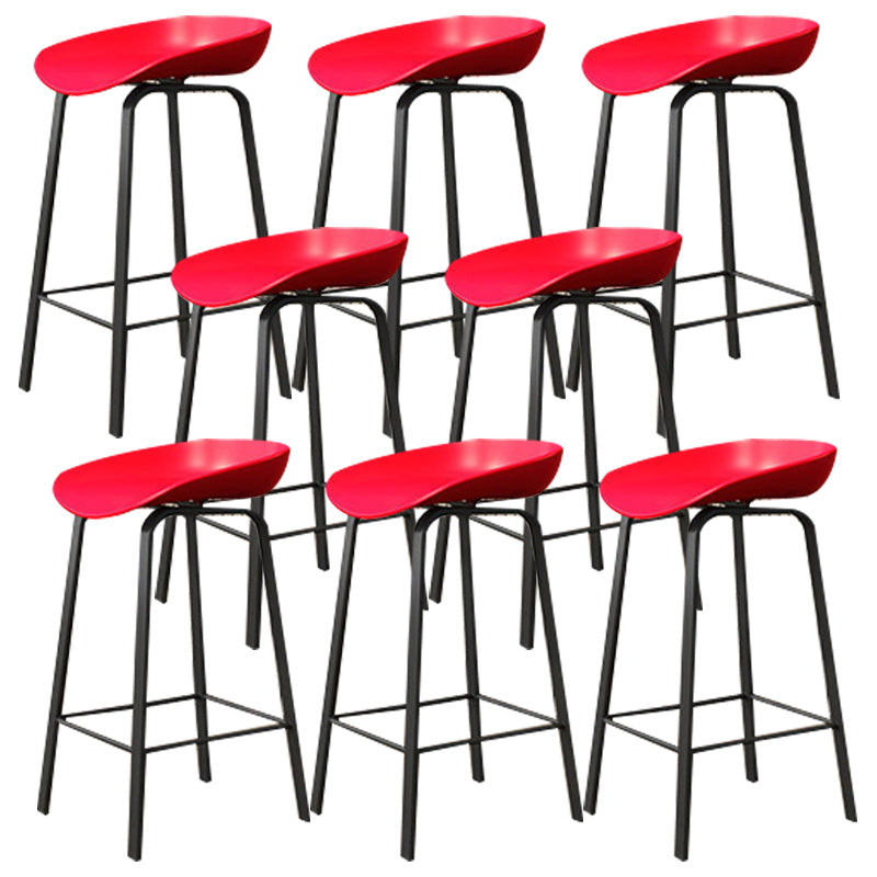 Modern Backrest Armless Counter Stool Plastic Bar Stool with Metal 4 Legs