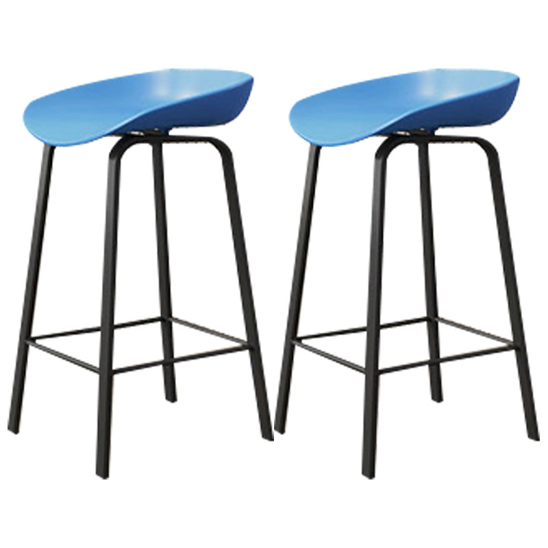 Modern Backrest Armless Counter Stool Plastic Bar Stool with Metal 4 Legs