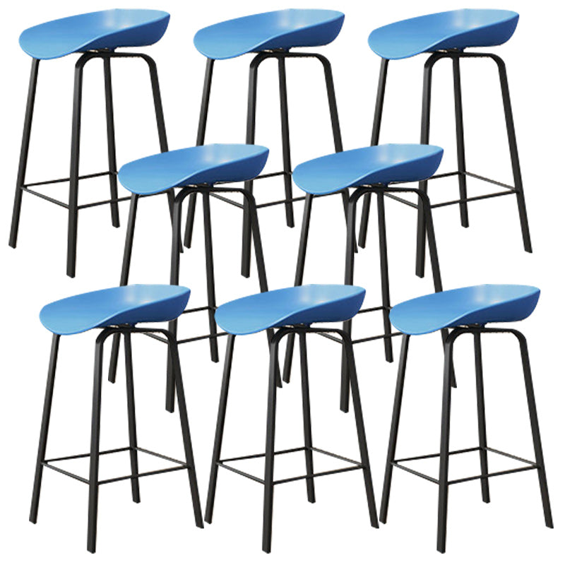 Modern Backrest Armless Counter Stool Plastic Bar Stool with Metal 4 Legs