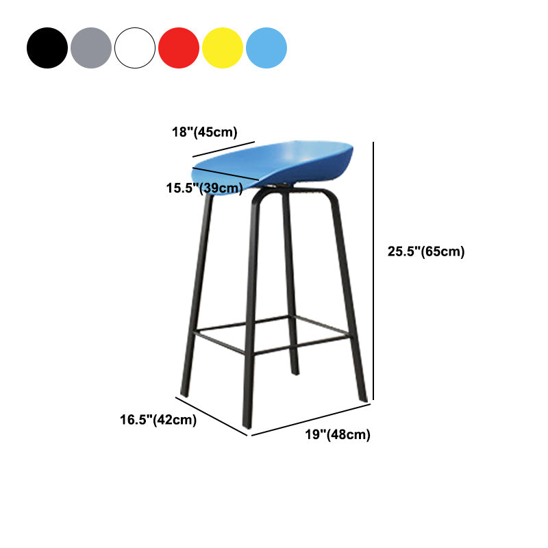 Modern Backrest Armless Counter Stool Plastic Bar Stool with Metal 4 Legs