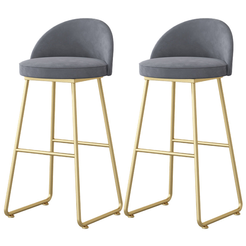 Modern Backrest Armless Counter Stool Iron Hight Stool with Velvet Cushion