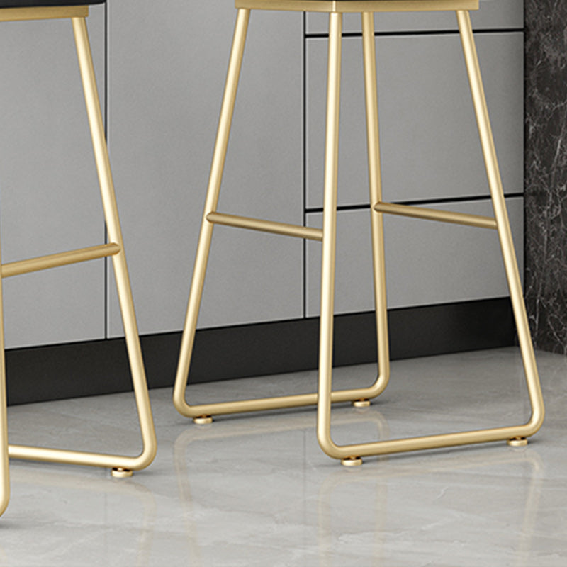 Modern Backrest Armless Counter Stool Iron Hight Stool with Velvet Cushion