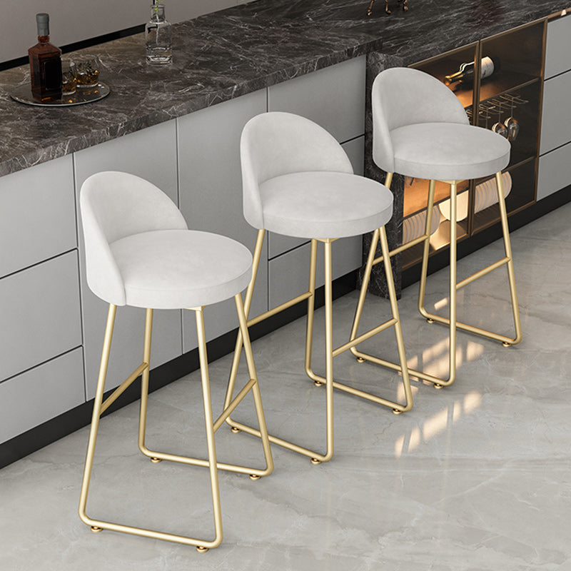 Modern Backrest Armless Counter Stool Iron Hight Stool with Velvet Cushion