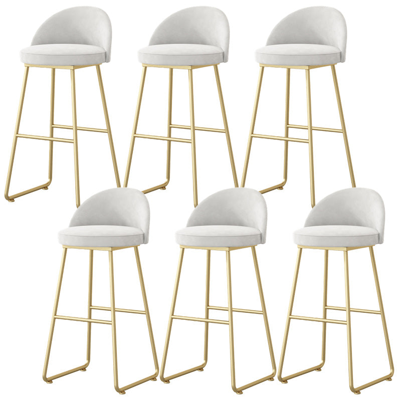 Modern Backrest Armless Counter Stool Iron Hight Stool with Velvet Cushion