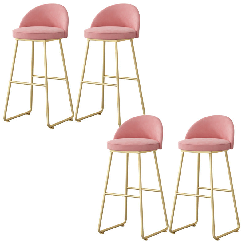 Modern Backrest Armless Counter Stool Iron Hight Stool with Velvet Cushion